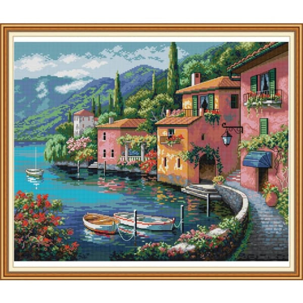 Colorful house by the water