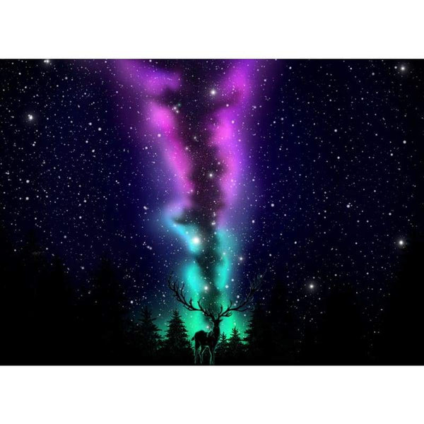 Deer With Northern Lights - Full Drill Diamond Painting - 