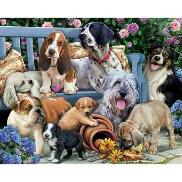 Dogs And Puppies - Full Drill Diamond Painting - Special 