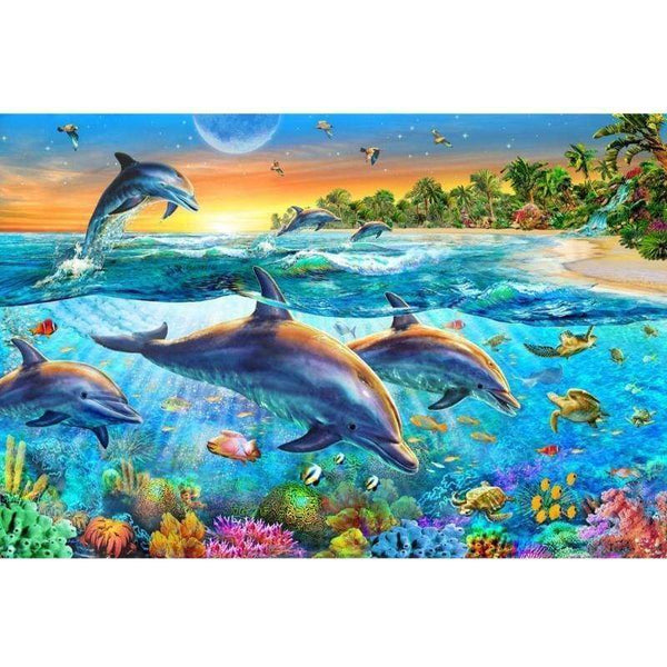 Dolphins Underwater World- Full Drill Diamond Painting - NEEDLEWORK KITS