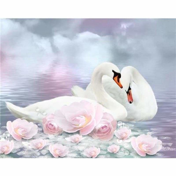 Dream White Elegant Swan Lover Full Drill - 5D Diamond 