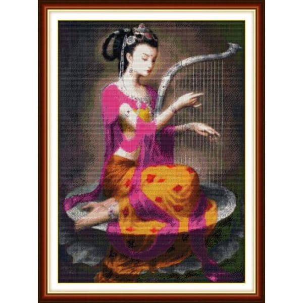 Dunhuang woman playing the lyre on lotus platform
