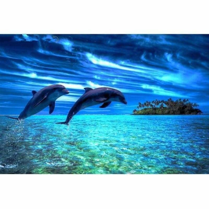 Full Drill - 5D DIY Diamond Painting Kits Fantasy Dream Animal Dolphins - NEEDLEWORK KITS