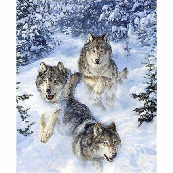 Full Drill - 5D Diamond Painting Kits Cool Snow Wolf - 3