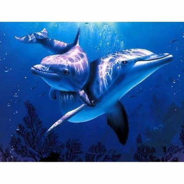 Full Drill - 5D DIY Diamond Painting Cute Dolphins in the 