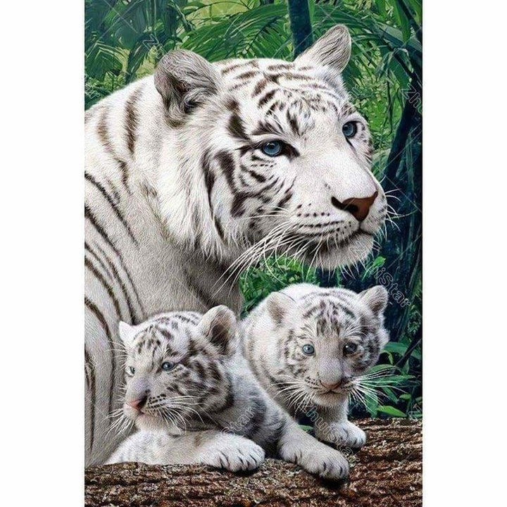 Full Drill - 5D DIY Diamond Painting Kits Animal White Tiger