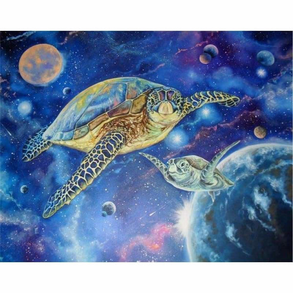 Two Sea Turtle in the Ocean, Diamond Painting