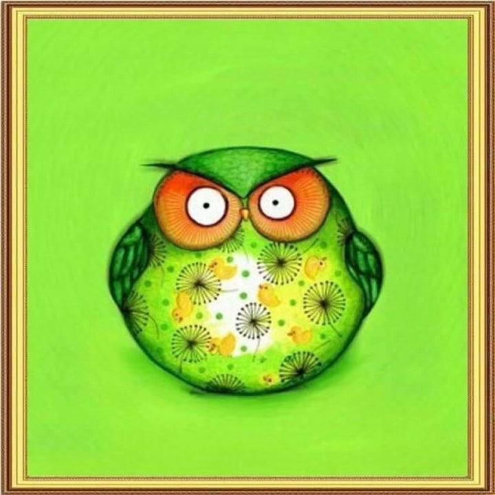 Full Drill - 5D DIY Diamond Painting Kits Cartoon Green Owl 