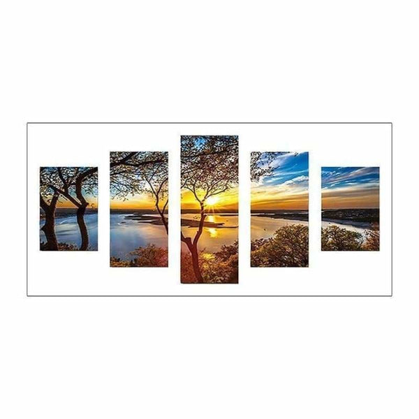 5D DIY Full Diamond Painting Set Tree Castle Lake Embroidery