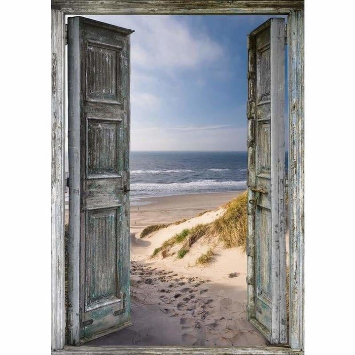 Full Drill - 5D DIY Diamond Painting Kits Scene out of Vintage Door To The Beach - NEEDLEWORK KITS