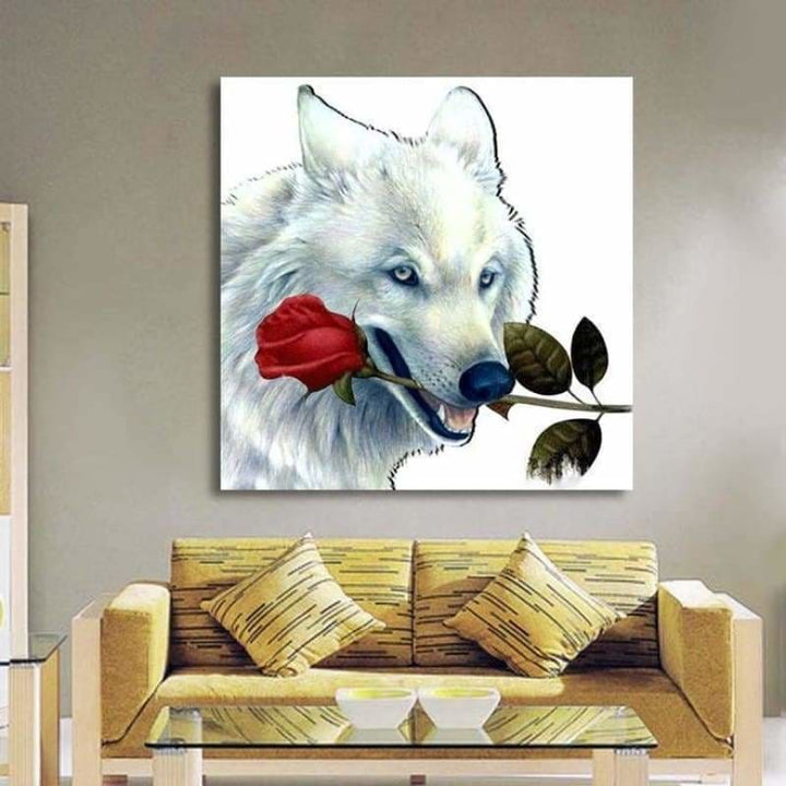 Full Drill - 5D DIY Diamond Painting Kits White Wolf Rose