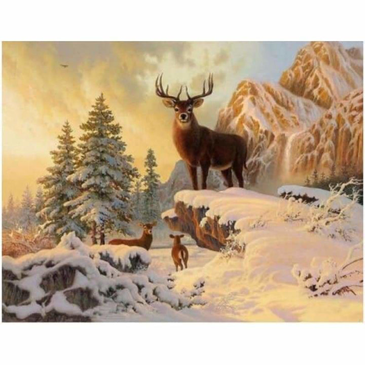 Full Drill - 5D DIY Diamond Painting Kits Winter Snow Deer -