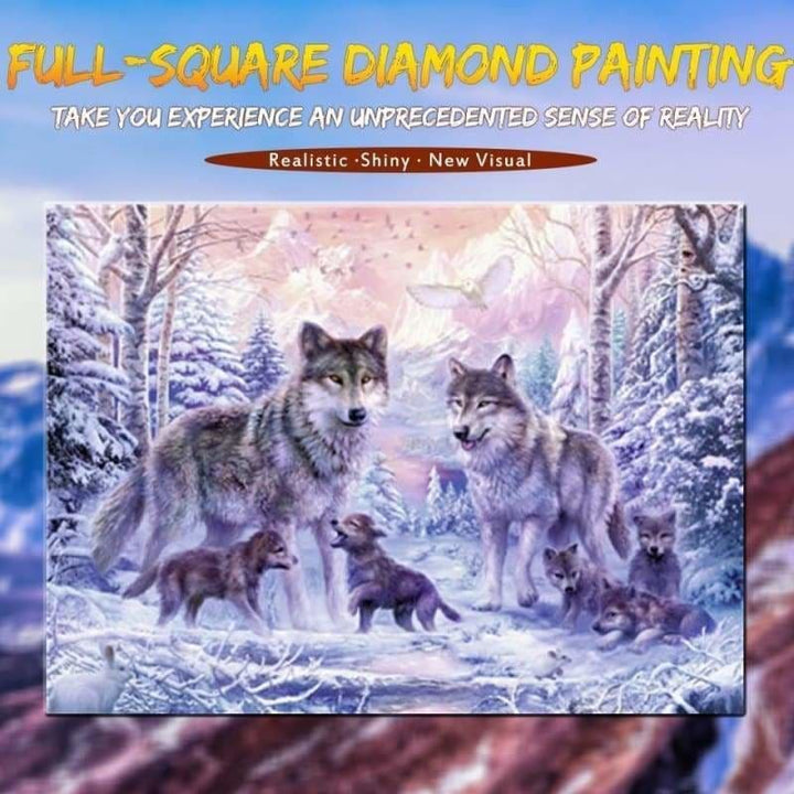 Full Drill - 5D DIY Diamond Painting Kits Winter Wolf Family