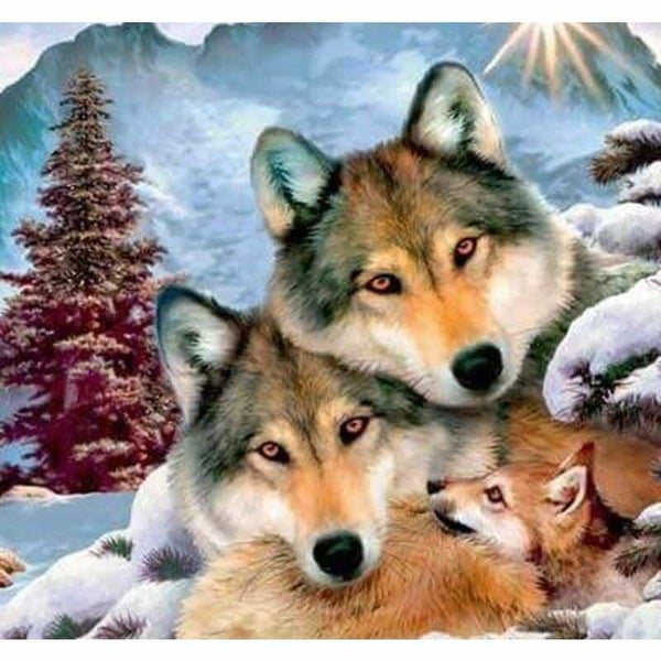Full Drill - 5D DIY Diamond Painting Winter Happy Wolf 