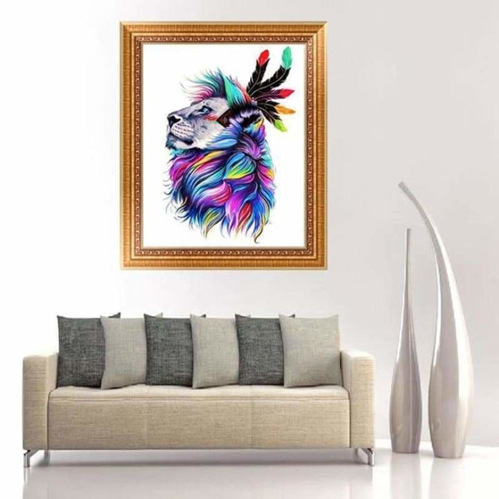 Full Drill - 5D DIY Diamond Painting Kits Colorful Dream Indian Lion - NEEDLEWORK KITS