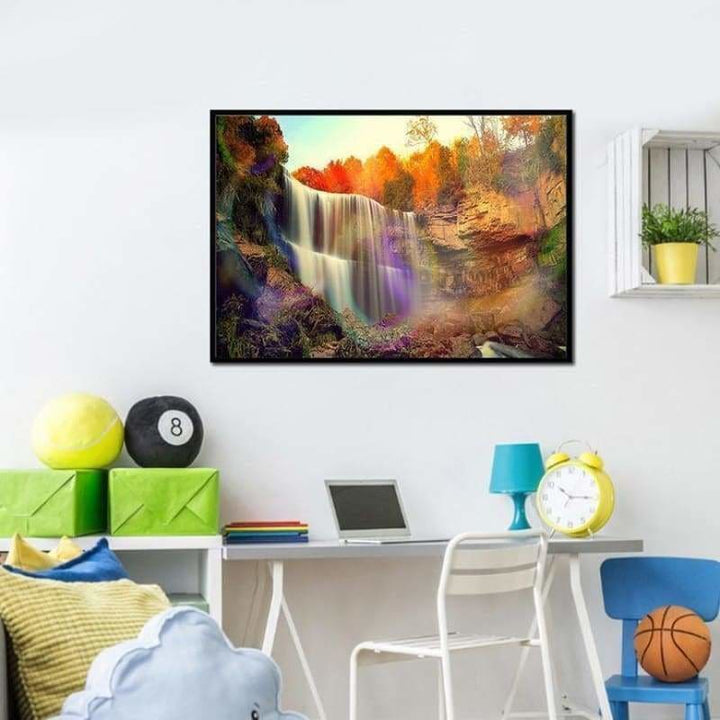 Full Drill - 5D DIY Diamond Painting Kits Autumn Mountain WaterFall - NEEDLEWORK KITS
