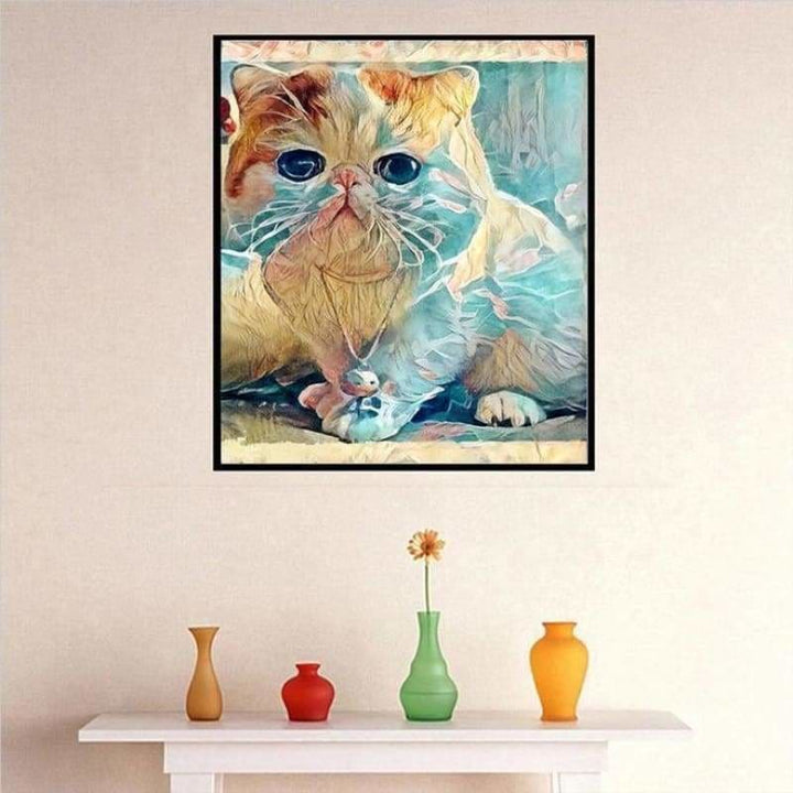 Full Drill - 5D DIY Diamond Painting Kits Watercolor Cute Cat - NEEDLEWORK KITS