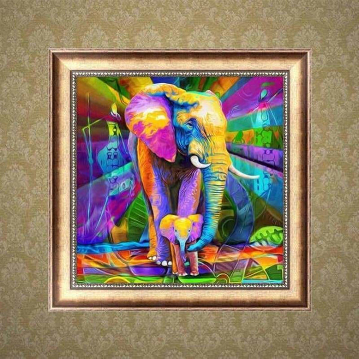 Full Drill - 5D DIY Diamond Painting Kits Artistic Colorful Elephant Family - NEEDLEWORK KITS