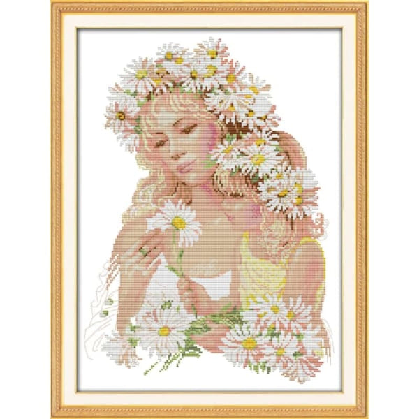 Mother and daughter with flowers