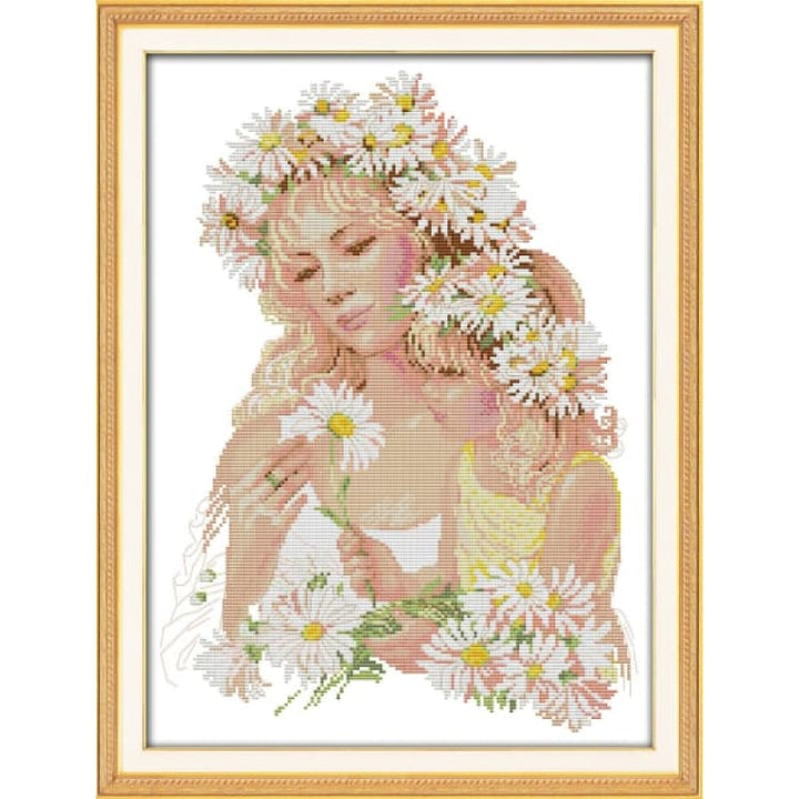 Mother and daughter with flowers