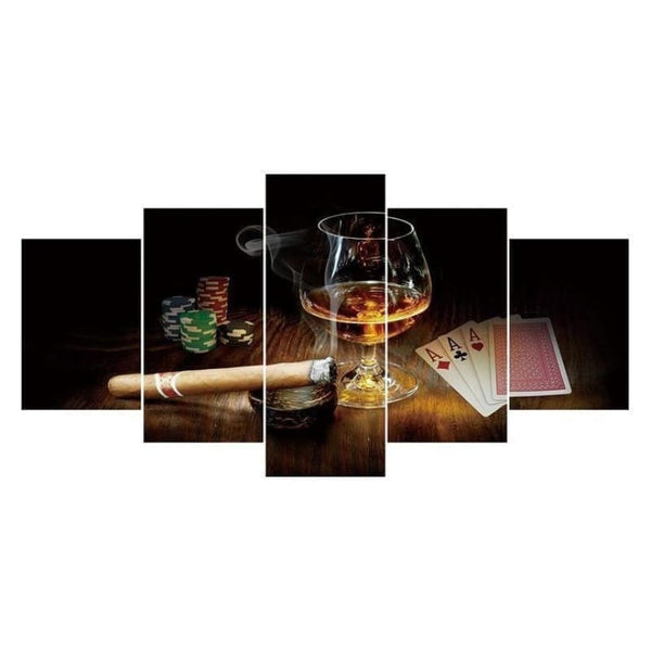 Full Drill - 5D DIY Diamond Painting Kits Multi Panel Wine Glasses And Cigars - NEEDLEWORK KITS