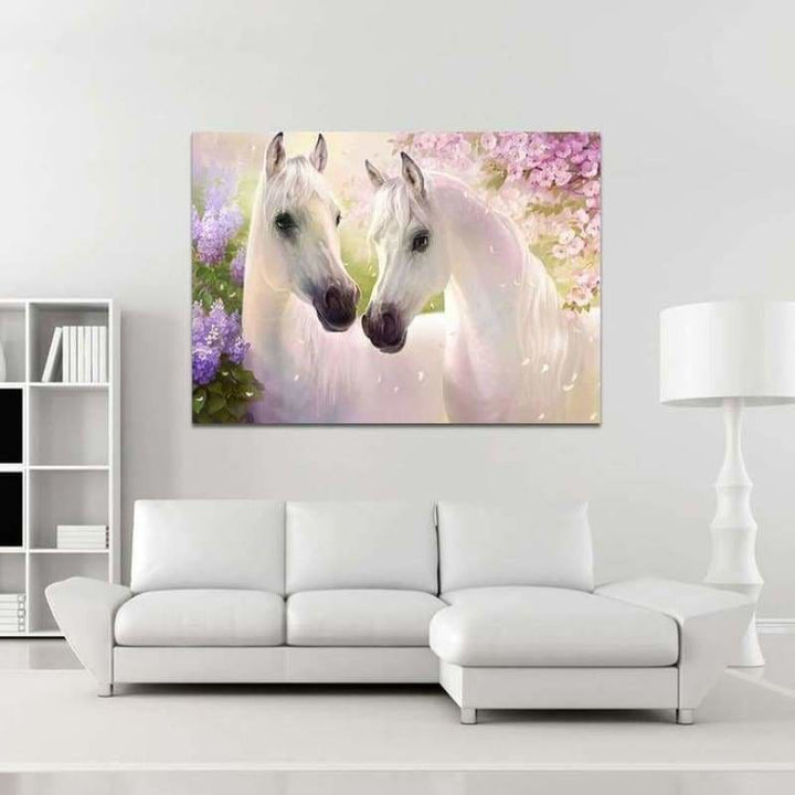 Full Drill - 5D DIY Diamond Painting Kits Animal White Horses - NEEDLEWORK KITS