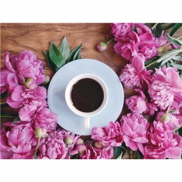 New Hot Sale Coffee Cup And Flower Picture Diy Full Drill - 