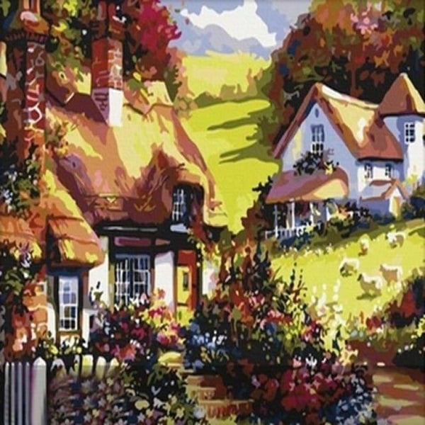 Oil Painting Style Cottage Villa Picture Full Drill - 5D Diy