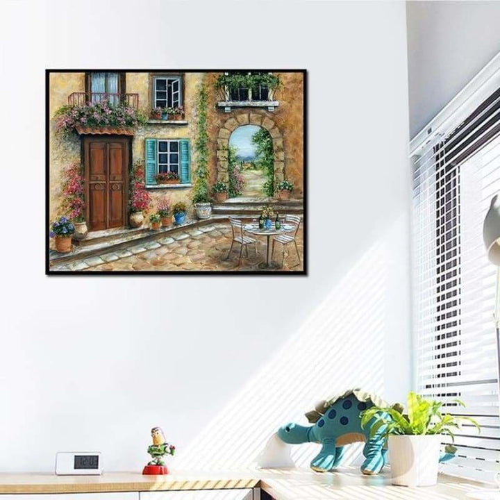 Oil Painting Style Garden Door Diy Full Drill - 5D Diamond 