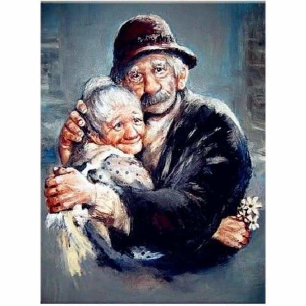 Oil Painting Style Old Couple Diy Full Drill - 5D Diamond 
