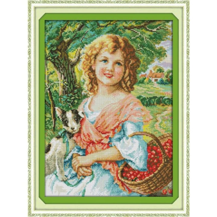 Picking fruit girl