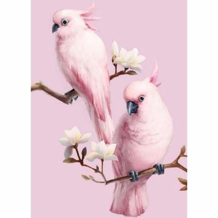 Full Drill - 5D Diamond Painting Kits Beautiful Special Pink Bird Parrots on the Branches - NEEDLEWORK KITS