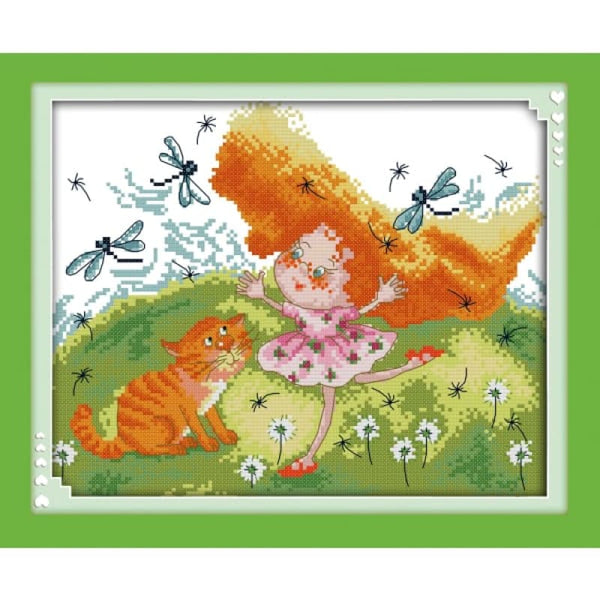 Red hair girl and cat