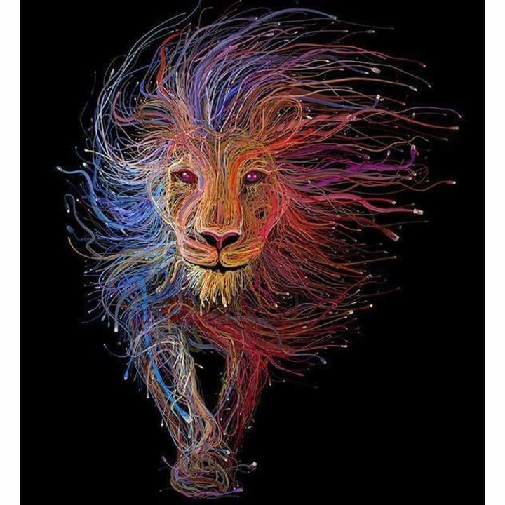 Full Drill - 5D DIY Diamond Painting Kits Colored Hair Lion - NEEDLEWORK KITS