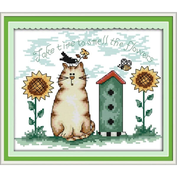 Sunflower and cat