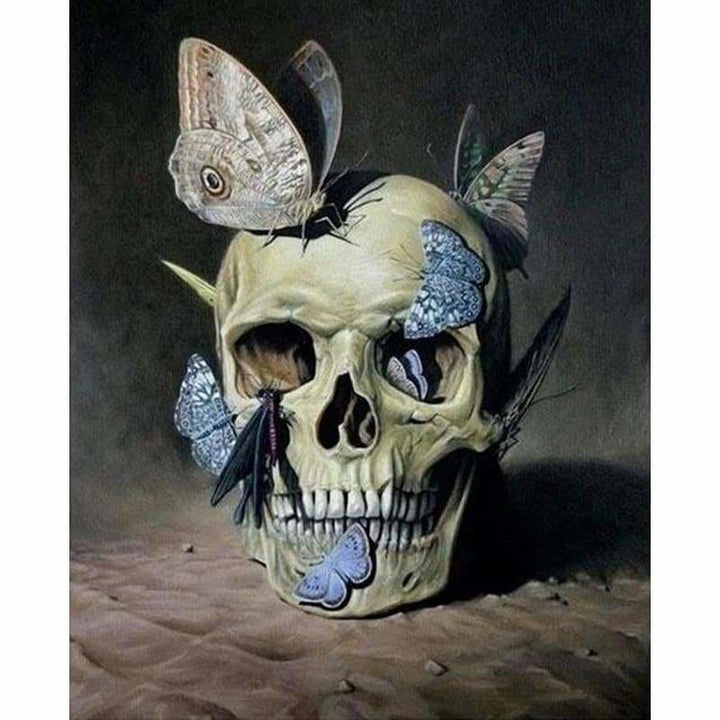 Full Drill - 5D DIY Diamond Painting Kits Terrible Skull Butterfly Kiss - NEEDLEWORK KITS