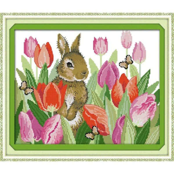 The rabbit in tulips