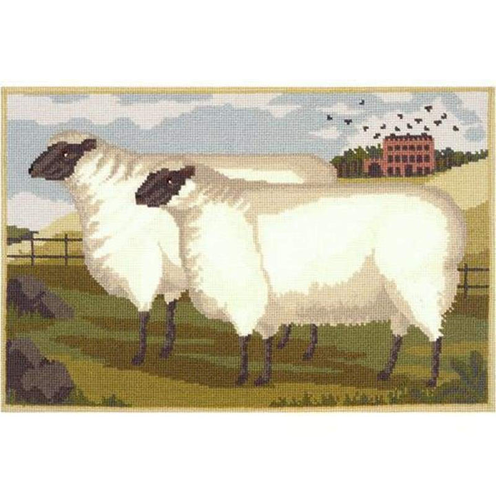 Two Fat Suffolk Lambs - NEEDLEWORK KITS