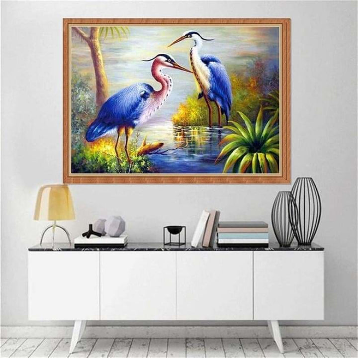 Full Drill - 5D Diamond Painting Kits Watercolor Special Red Crowned Crane QB6204 - NEEDLEWORK KITS