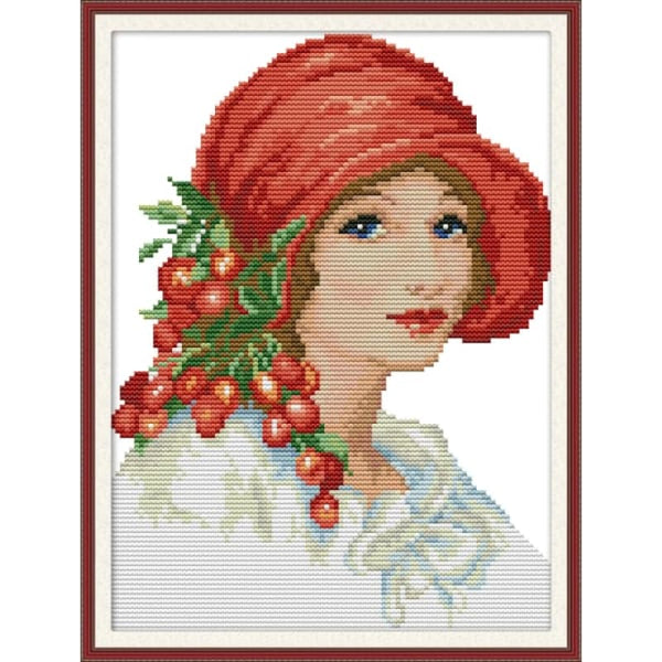 Woman wearing red hat
